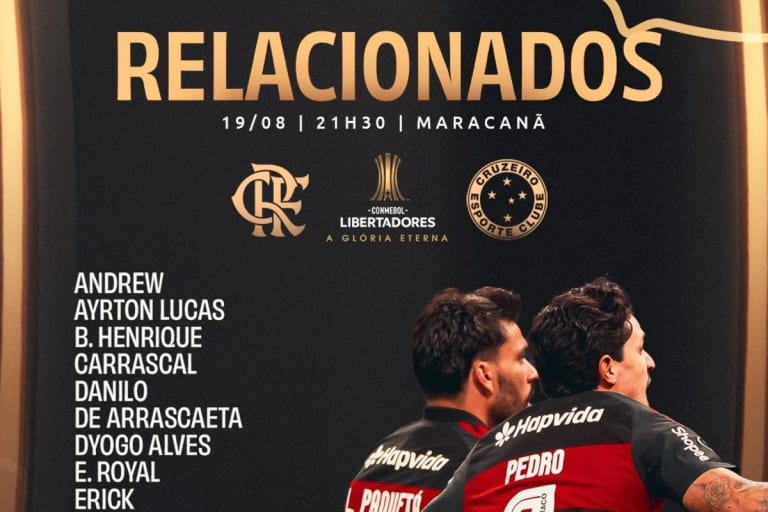 Flamengo define relacionados com quatro desfalques para decisão contra o Cruzeiro na Libertadores