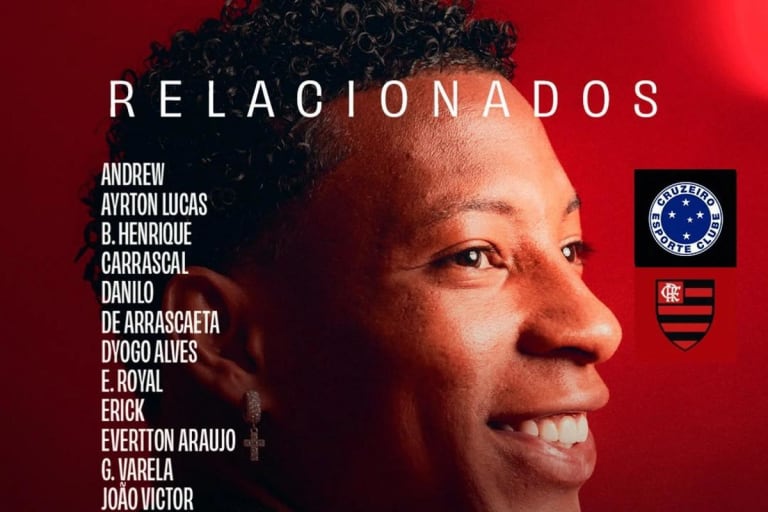 Flamengo define relacionados para duelo contra Cruzeiro no Mineirão pelo Brasileirão