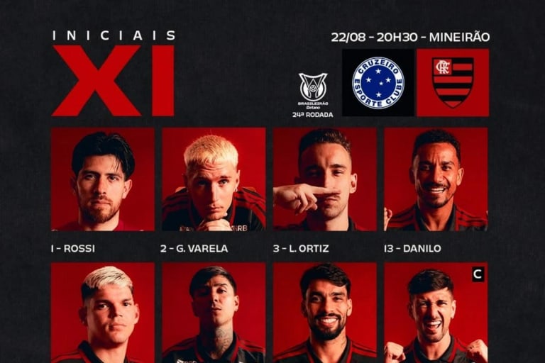 Flamengo e Cruzeiro divulgam escalações com desfalques e poupados no Brasileirão