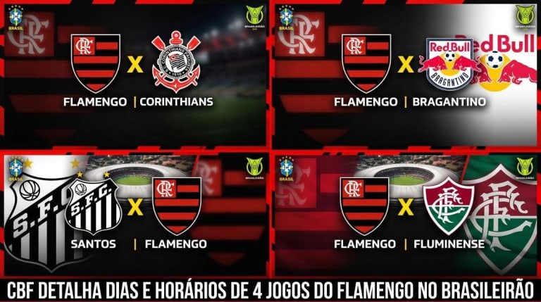 CBF define datas e horários de quatro jogos do Flamengo no Brasileirão