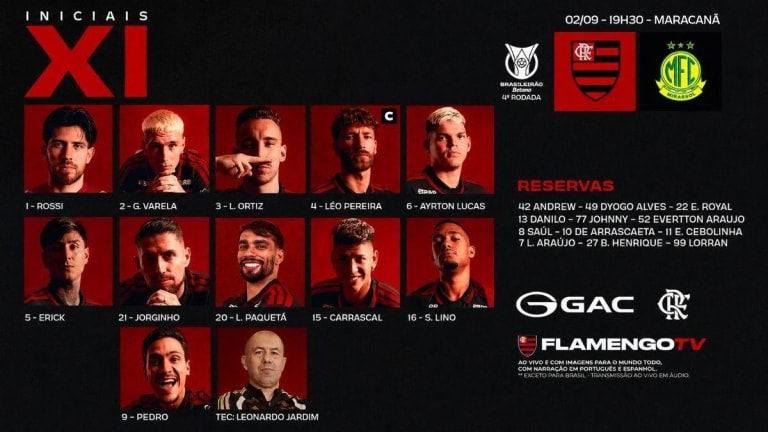 Flamengo define escalação com retorno de Bruno Henrique para duelo contra o Mirassol