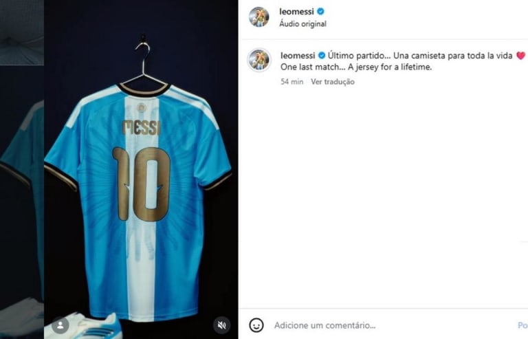 Messi revela camisa especial para último jogo pela Argentina