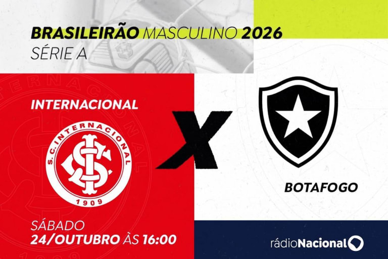 Rádio Nacional transmite neste sábado (24) Internacional x Botafogo pela 32ª rodada do Brasileirão