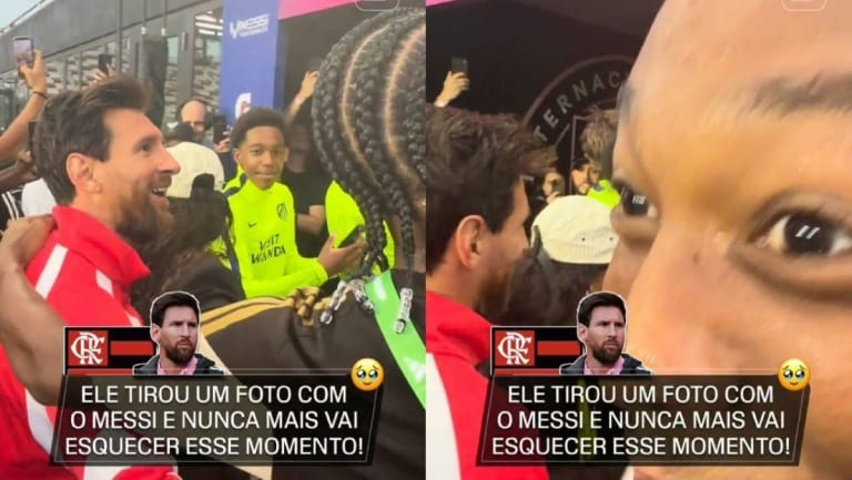 Garoto da base do Flamengo viraliza ao comemorar foto com Messi