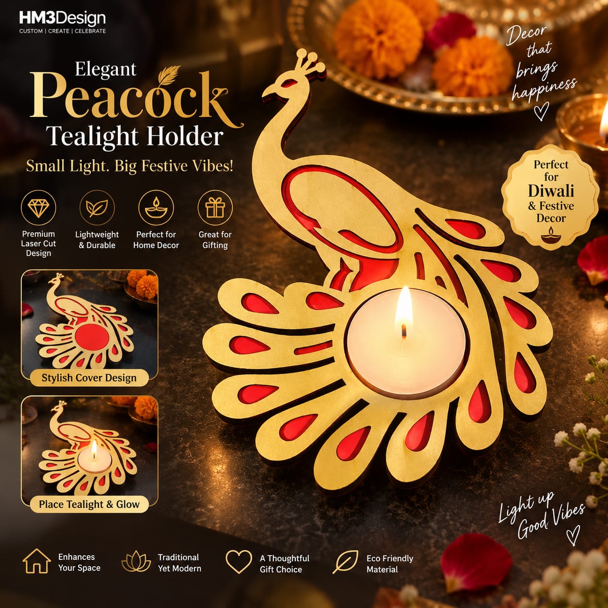 Royal Peacock Tealight Holder