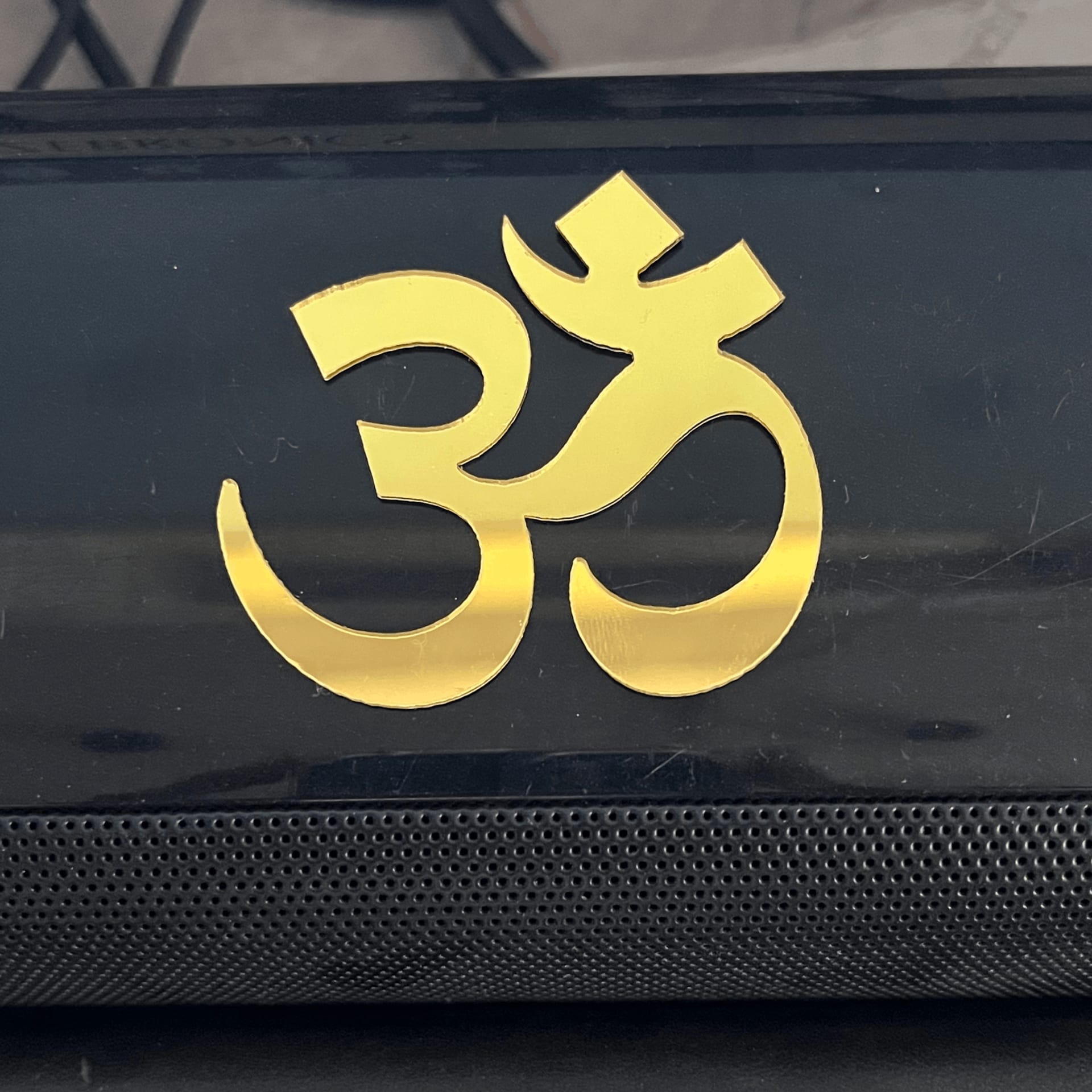 HM3Design Om Symbol Gold Mirror Acrylic Decor for Pooja Room, Mandir and Home Entrance