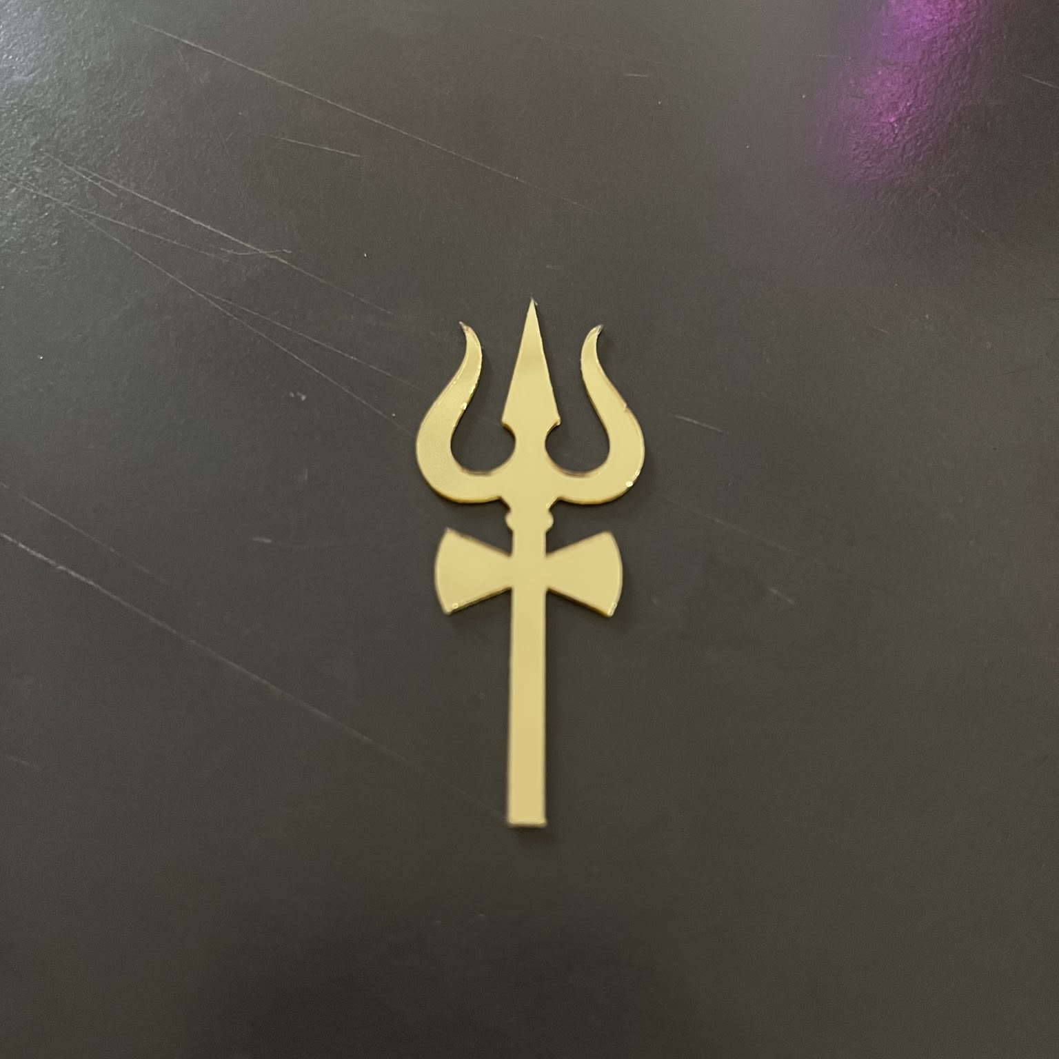Golden Mirror Acrylic Trishul Damru