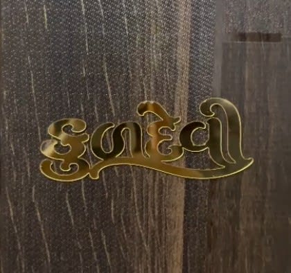 Golden Mirror Acrylic Kuldevi Name Cutout