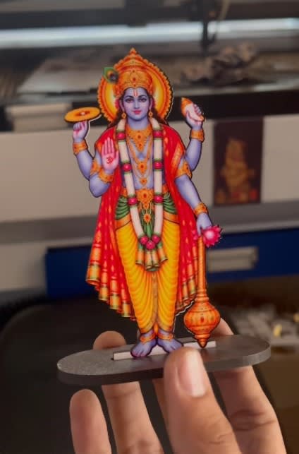 Lord Vishnu Ji 3D MDF Idol for Home & Car Dashboard