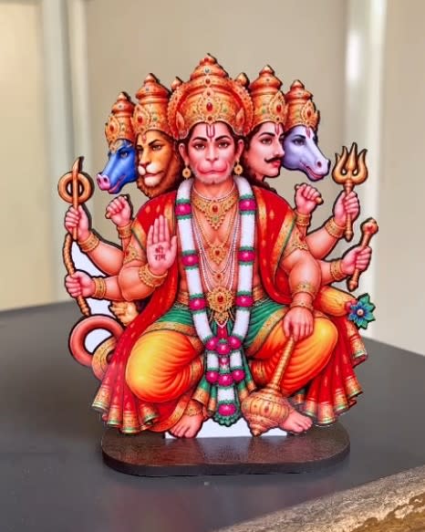 Panchmukhi Hanuman Ji 3D MDF Idol for Home & Car Dashboard