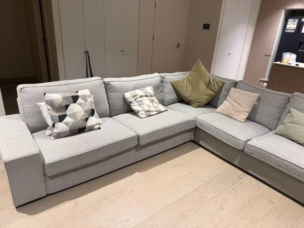 Grey fabric L-shaped sectional sofa - Mint condition - Armadale, Melbourne - Additional photo 3 | Zirkly
