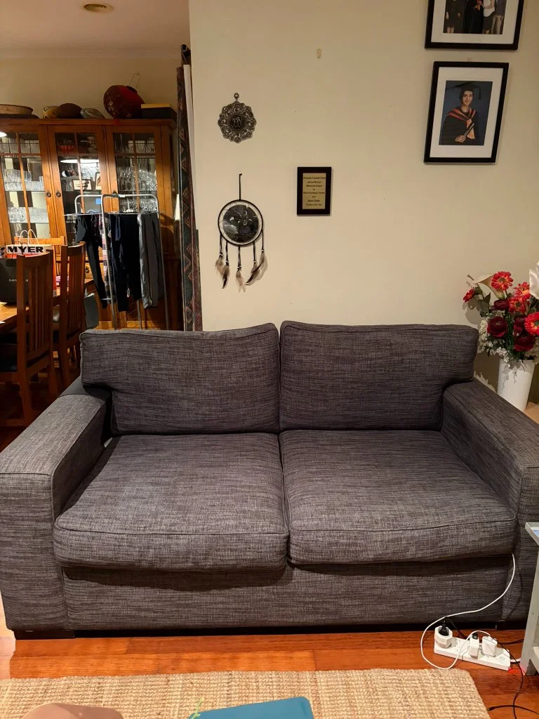 Dark Grey Fabric Two Seater Sofa + Dark Grey - Good condition - Glen Waverley, Melbourne | Zirkly