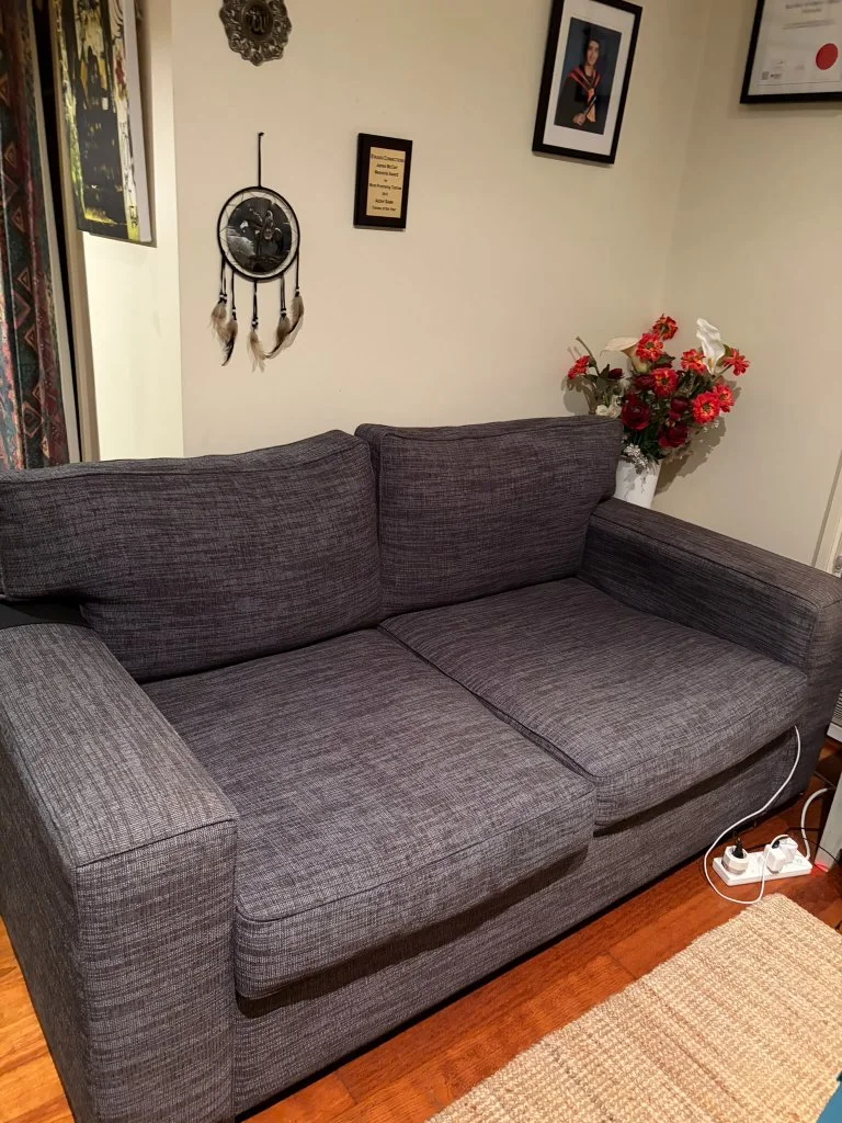Dark Grey Fabric Two Seater Sofa + Dark Grey - Good condition - Glen Waverley, Melbourne - Additional photo 2 | Zirkly