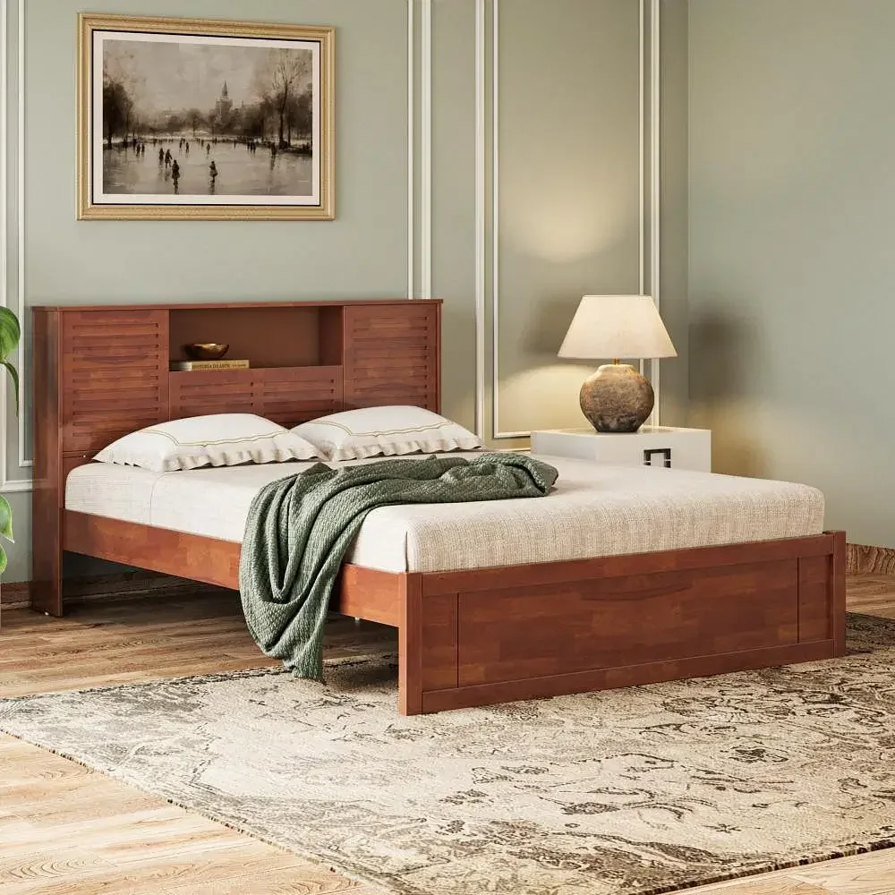 Solid Wood Bed Frame with Integrated Storage Headboard - New condition - East Melbourne, Melbourne | Zirkly