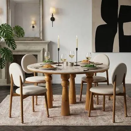 Modern Round Dining Table with Four Uphol - New condition - Ormond, Melbourne | Zirkly
