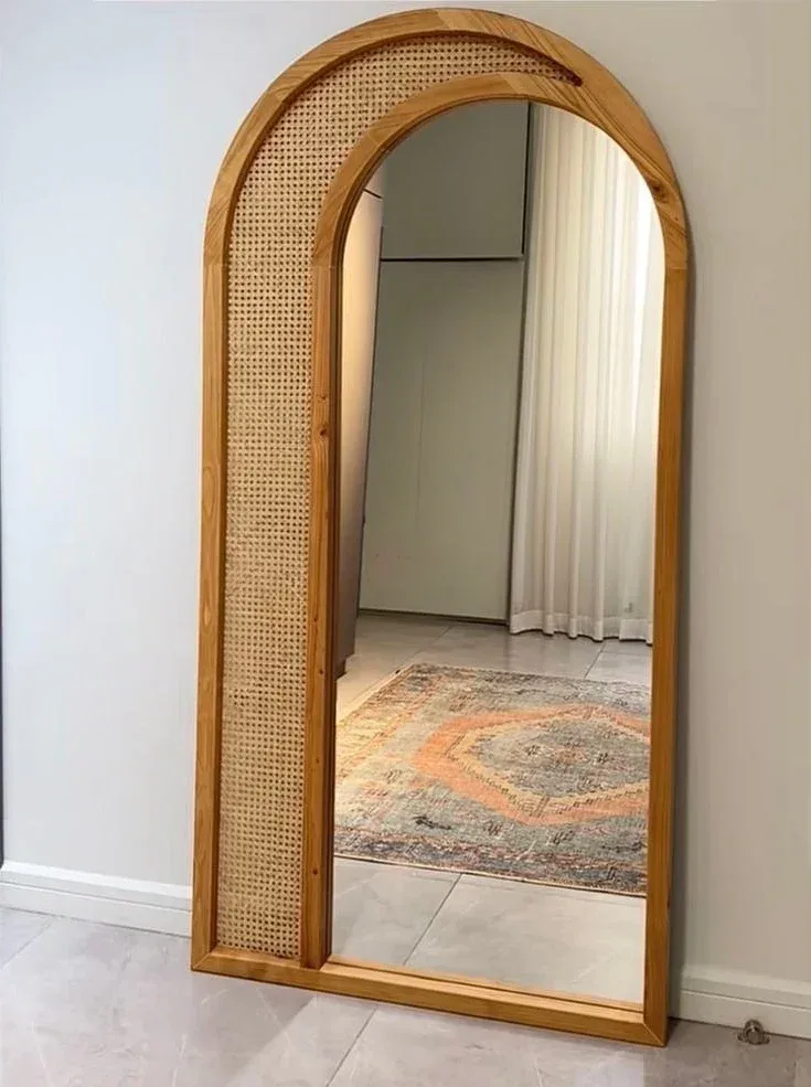 Arched Full-Length Mirror with Rattan/ - Good condition - Glen Huntly, Melbourne | Zirkly