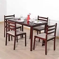 4-Seater Wooden Dining Table Set with Padded Chairs - New condition - Karyavattom | Zirkly