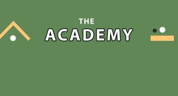 The chatbot academy logo and yellow blocks on a green background
