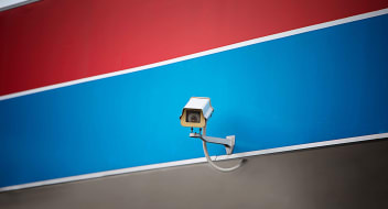 security camera on a wall