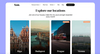 Fuse page showing student housing cities