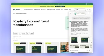 Nuvoo website with the Text Chat Widget and AI Agent helping turn customer conversations into sales