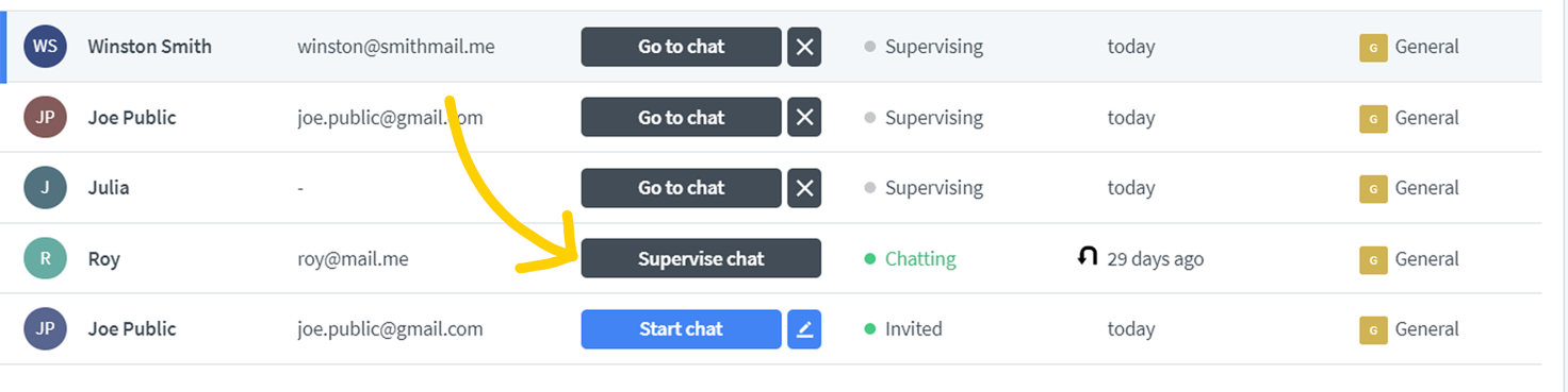 Start supervising a chat