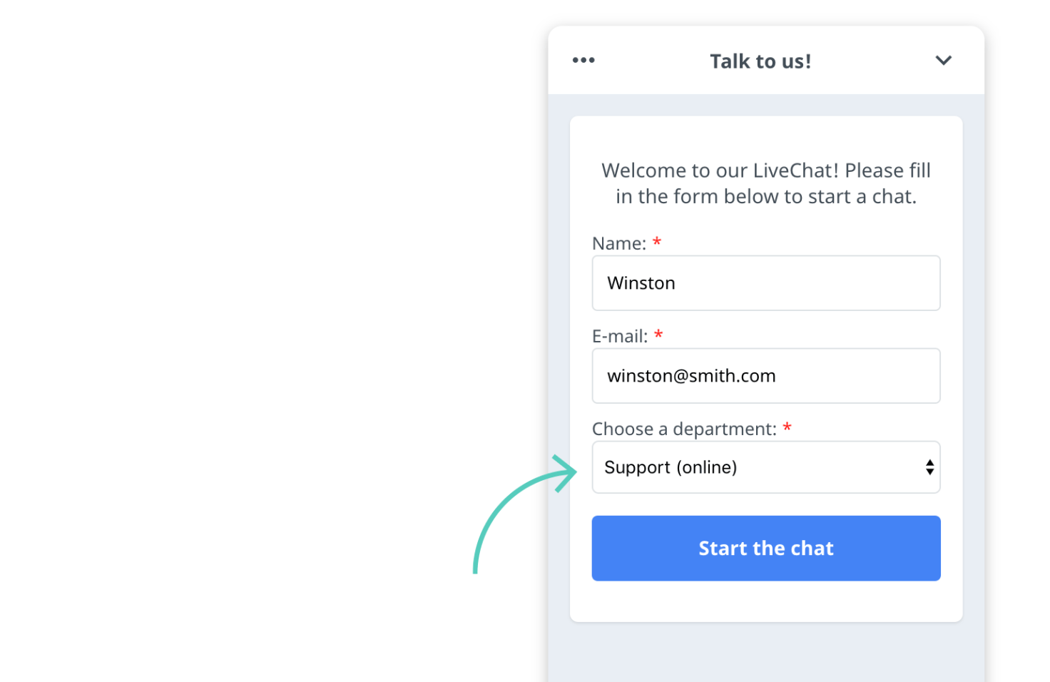 Select group in pre-chat form