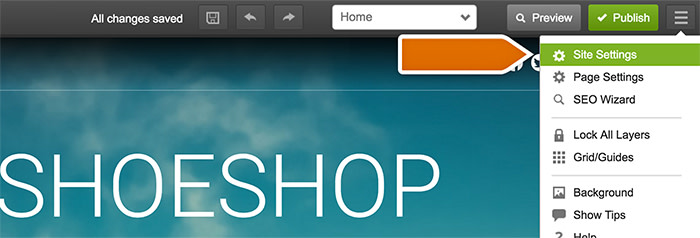 Entering site settings in GoDaddy Entering site settings in GoDaddy