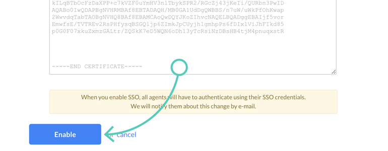 Click on Enable button to apply changes Click on Enable button to apply changes