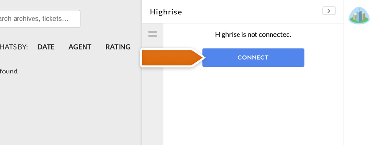 Highrise LiveChat: Click on Connect to link Highrise with LiveChat Highrise LiveChat: Click on Connect to link Highrise with LiveChat