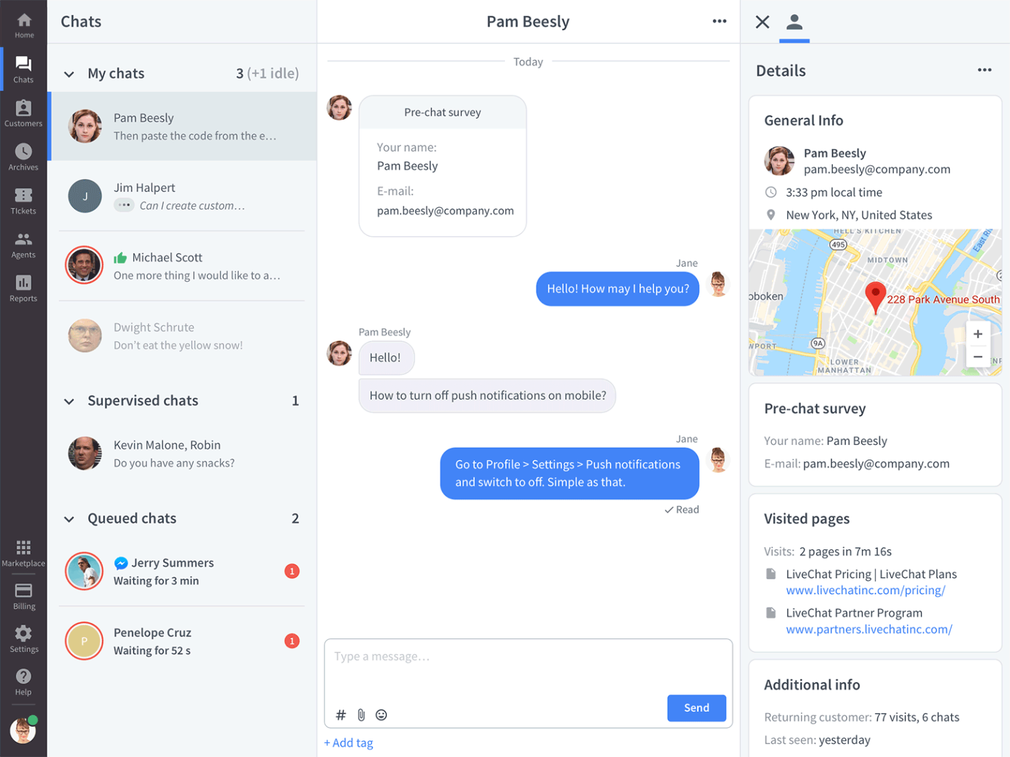 LiveChat Chats
