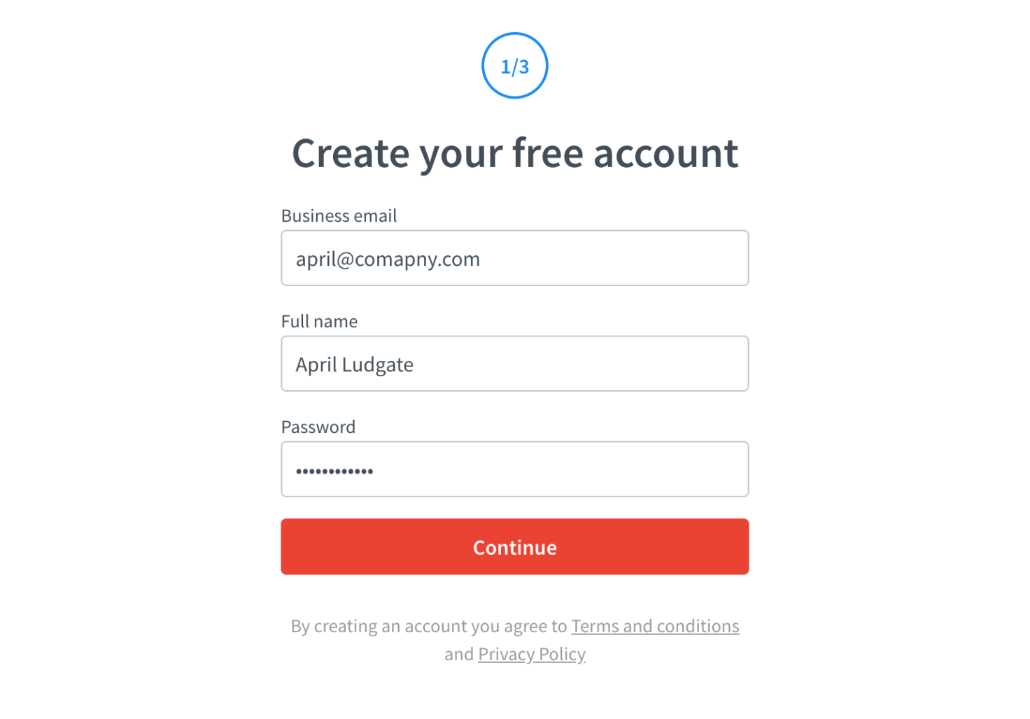 LiveChat registration form