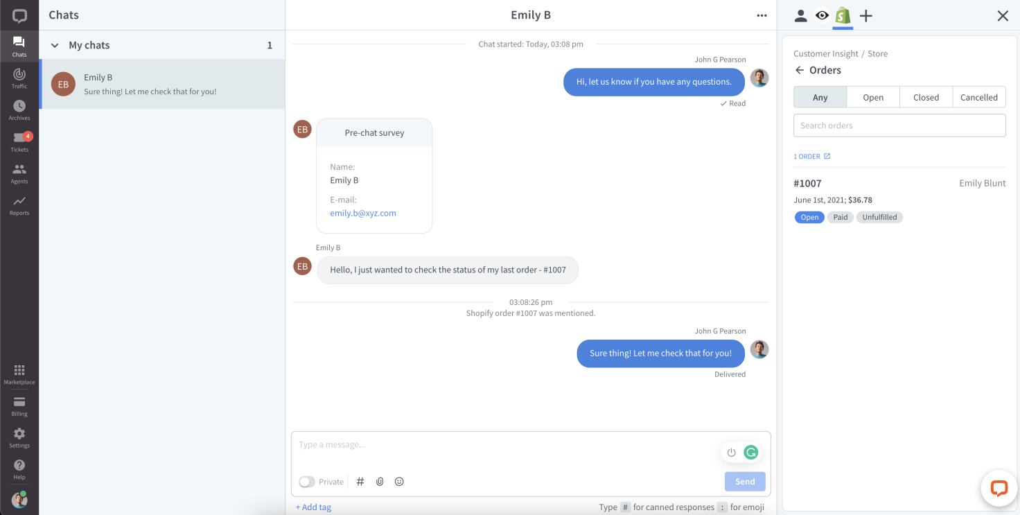 Customer Insight for Shopify view of all customer's orders.