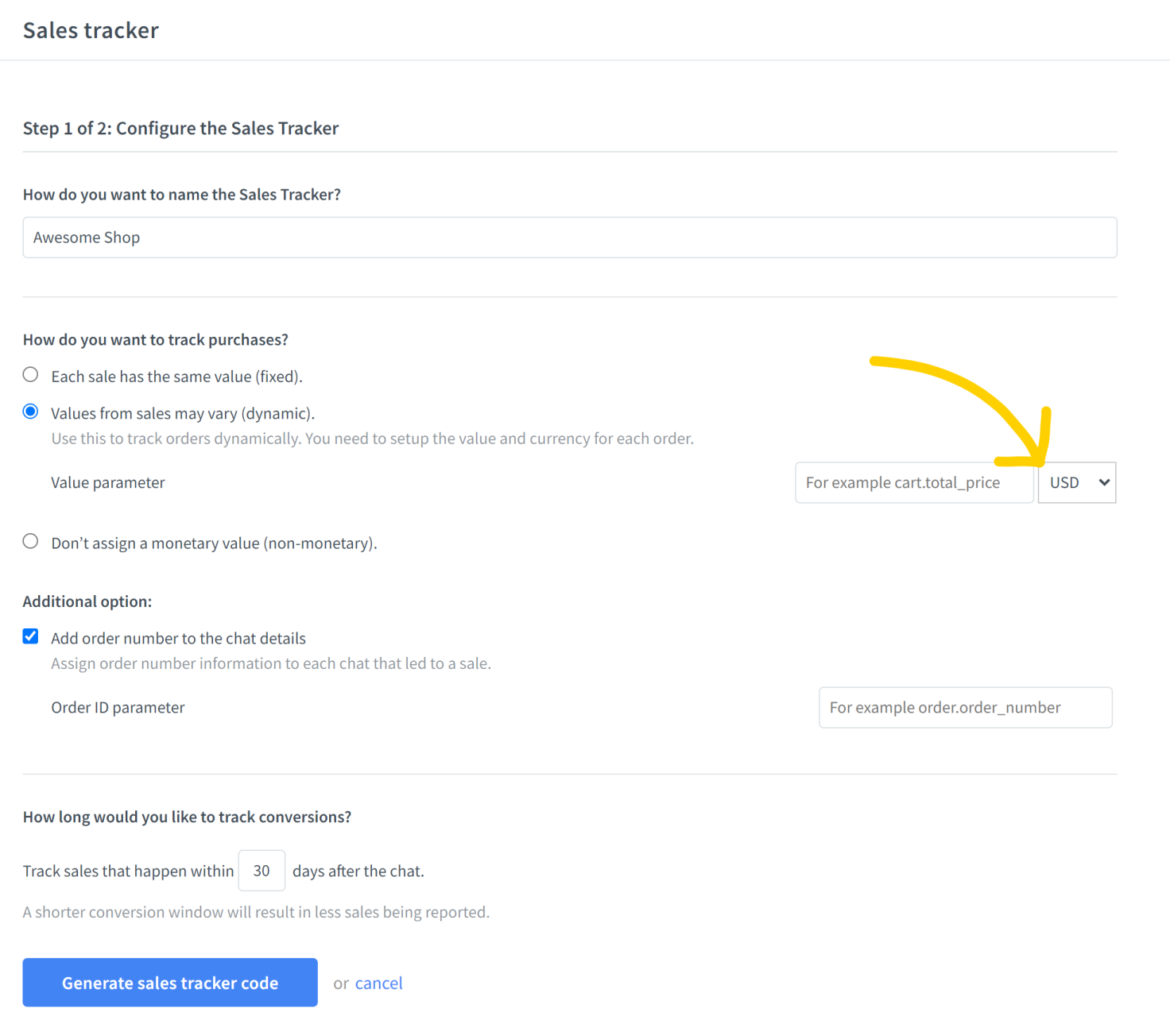 Sales Tracker Currency