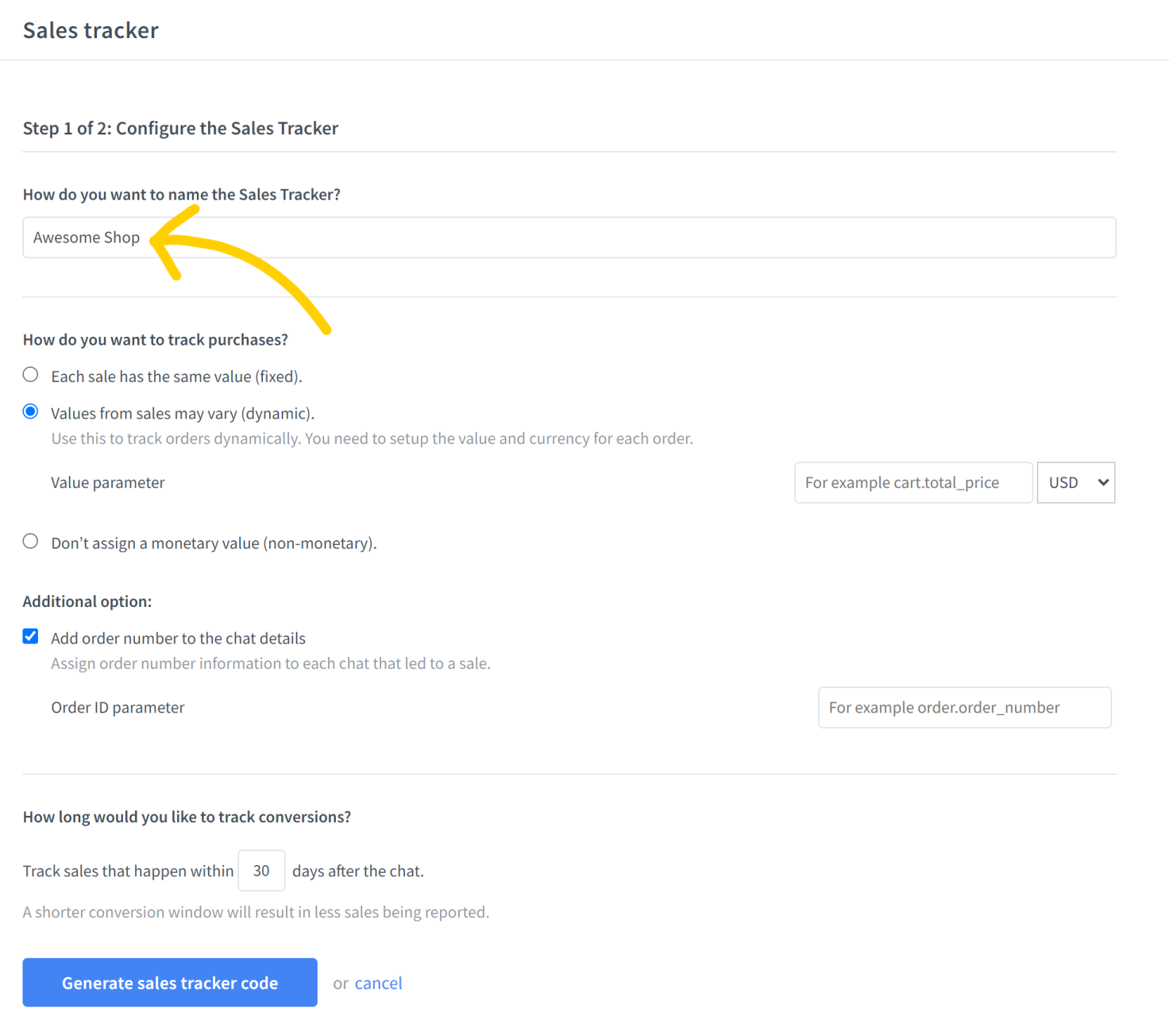 Sales Tracker Name