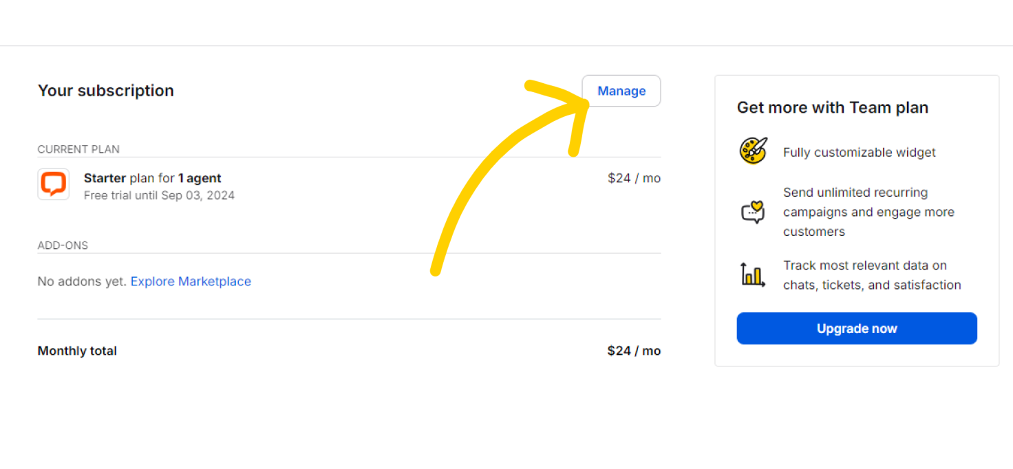 How to manage your LiveChat subscription settings