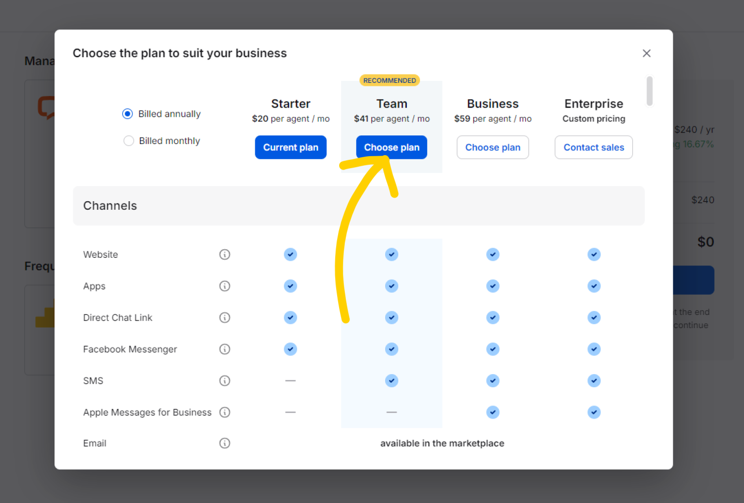 How to change your LiveChat subscription plan