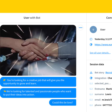 a chatbot dashboard on a yellow background