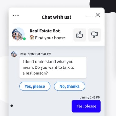 the chatbot transferring the chat to a LiveChat agents