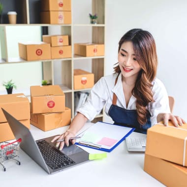 a woman handling customer service