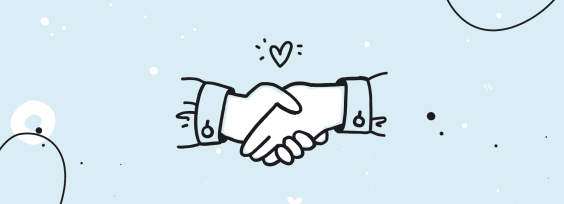 shaking hands on a blue background
