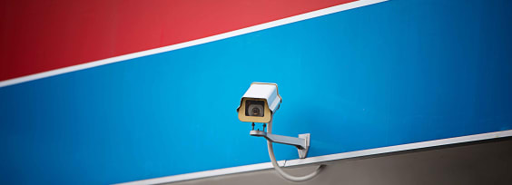 security camera on a wall