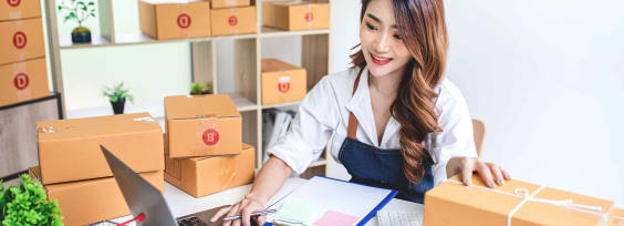 a woman handling customer service