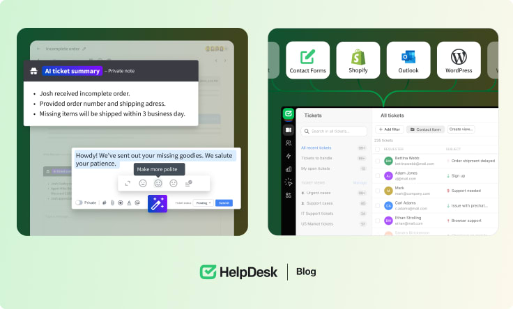 HelpDesk interface