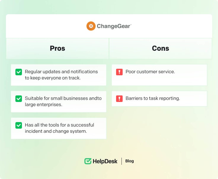 ChangeGear’s pros and cons