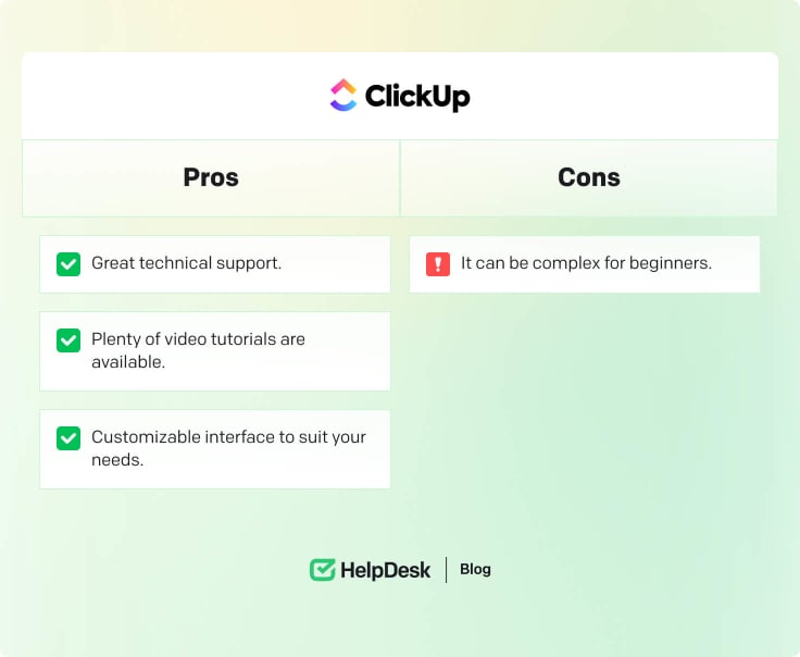 ClickUp's pros and cons