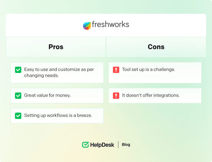 Freshservice's pros and cons