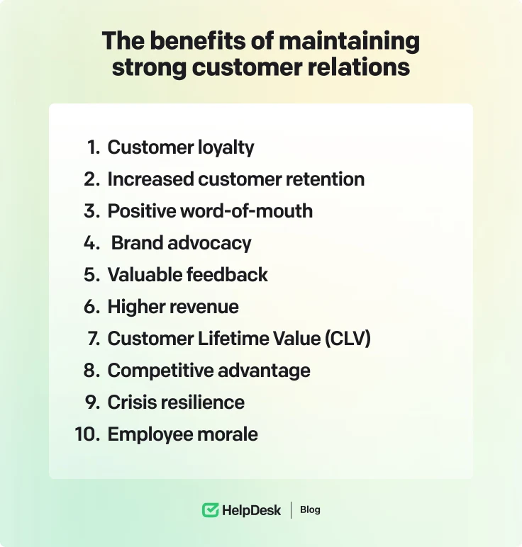 The benefits of maintaining strong customer relations