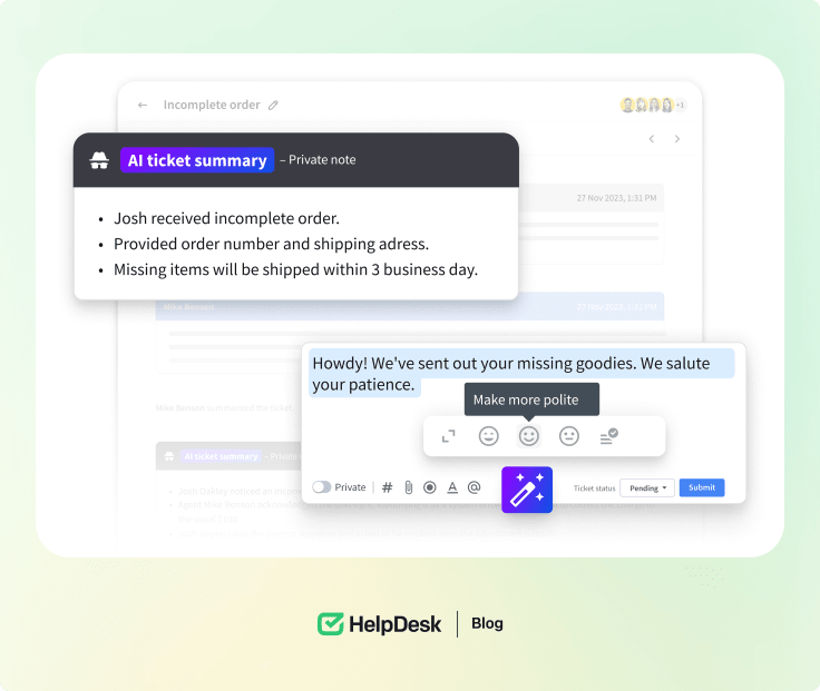 HelpDesk AI features