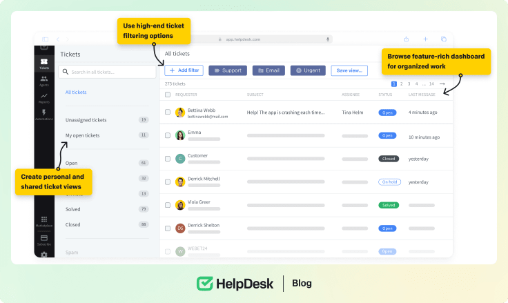 HelpDesk ticketing system dashboard